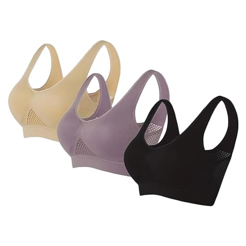 Rpporm 2er Pack Sport BH Bustier Damen Bralette Nathloser mit Gepolstert Sportbekleidung Ohne Bügel Atmungsaktiv Schlaf Still Soft Bra Sport-BHS Top für Joggen Yoga Jumping Fitness Lauf von Rpporm