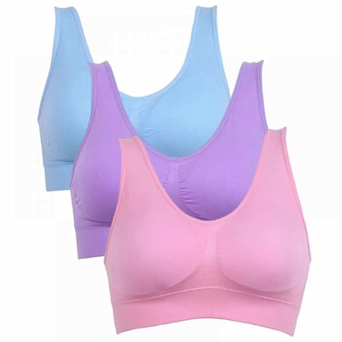 Rpporm 3er Pack Sport BH Damen Bustier Ohne Bügel Klassische Frauen Große Brüste Sports Bras Große Größen Crop Top Tanktops Atmungsaktiv Joggen Yoga Jumping Fitness Training von Rpporm