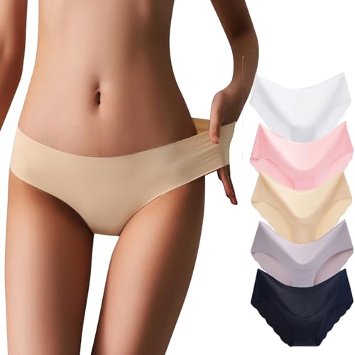 Rpporm 5er Pack Seamless Slips Damen Nahtlose Unterhosen Sexy Hipster Unterwäsche Bequem Dessous Frauen Invisible Panties Underwear Bikini Mehrpack von Rpporm