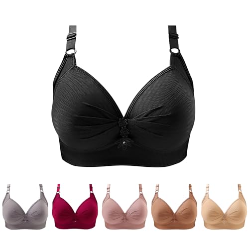 Rpporm BH Damen Ohne Buegel Vollschalen Bequem Guter Halt Große Brüste Wirefree Bra Super Push Up BH Gegen Hängebrust Brüste Klassische BHS Minimizer Bra von Rpporm