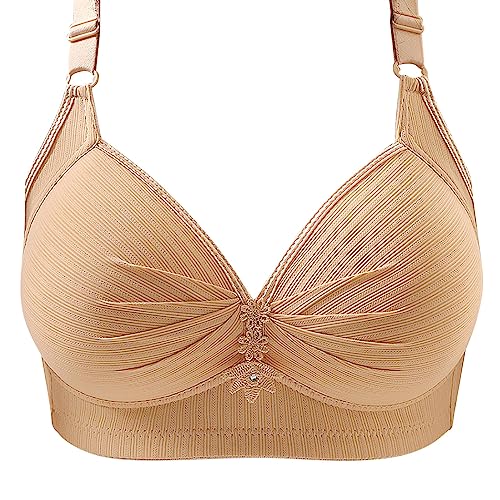 Rpporm BH Damen Ohne Buegel Vollschalen Bequem Guter Halt Große Brüste Wirefree Bra Super Push Up BH Gegen Hängebrust Brüste Klassische BHS Minimizer Bra von Rpporm