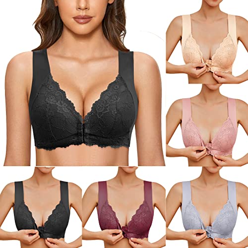 Rpporm BH Damen Ohne Bügel Vorderverschluss Rückenfrei Große Brüste Push Up BH Ohne Bügel Große Größen Funktioneller BH Bralette Gepolstert Bra von Rpporm