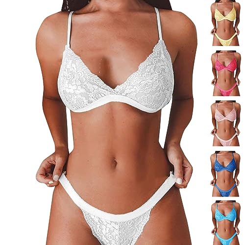 Rpporm Damen Dessous Set BH Ohne Bügel und Tanga Sexy Unterwäsche Lingerie Push Up Spitze BH und Slip Sets für Frauen Reizwäsche Negligee Nachtwäsche von Rpporm