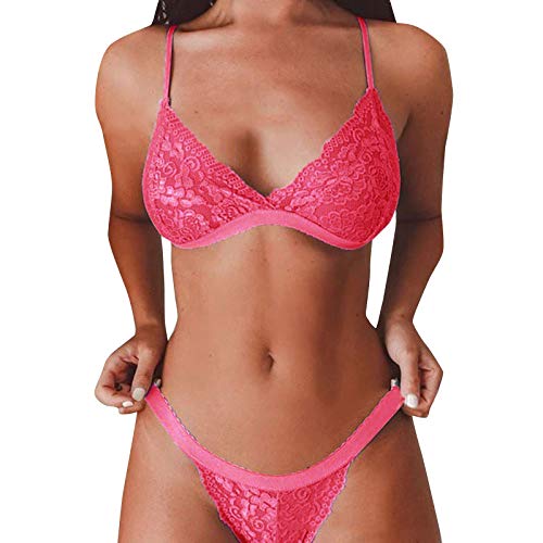 Rpporm Damen Dessous Set BH Ohne Bügel und Tanga Sexy Unterwäsche Lingerie Push Up Spitze BH und Slip Sets für Frauen Reizwäsche Negligee Nachtwäsche von Rpporm