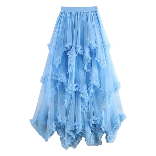 Rpporm Damen Midirock Midi Kleid Tutu Rock Lang Tüllrock Fasching Kostüm 90Er Fee Tuell Kleid Midi Tuellkleid Sommerkleid Petticoat Kleid High Waist Sommer Knielang von Rpporm