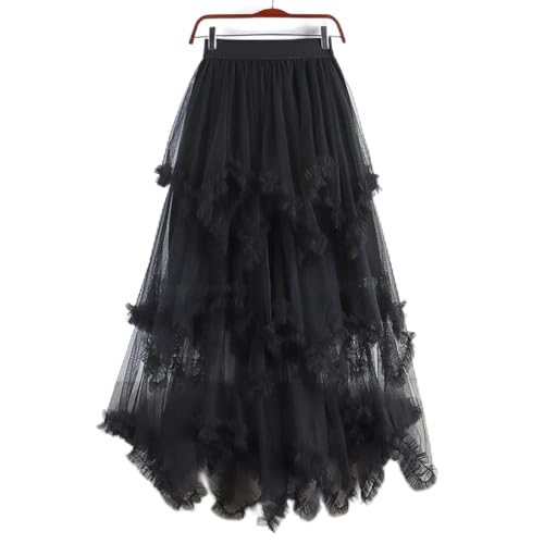 Rpporm Damen Midirock Midi Kleid Tutu Rock Lang Tüllrock Fasching Kostüm 90Er Fee Tuell Kleid Midi Tuellkleid Sommerkleid Petticoat Kleid High Waist Sommer Knielang von Rpporm