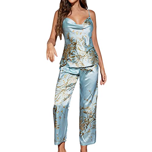 Rpporm Damen Morgenmantel mit Nachthemd Zweiteiliger Spaghettiträger Satin Set Morgenmantel Bride Bademantel Kurz Nachtwäsche Nachtkleid Sexy Dessous Negligee Kimono 2er Pack von Rpporm