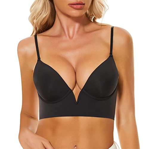 Damen Rückenfreier BH U-förmig Plunge BH Sexy Push Up Bra Multiway Convertible Unterwäsche Eleganter Unsichtbarer BH Für Rückenfreie Kleid von Rpporm