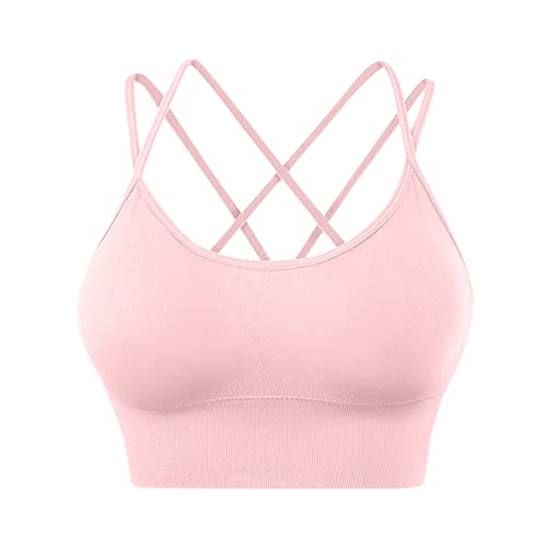 Rpporm Damen Sport BH Yoga Bra mit Gepolstert Nahtlose Ohne Bügel Spaghettiträger Cross Back Design Atmungsaktiv Push Up BH Sport Bra Top für Yoga Gym Fitness Joggen Lauf von Rpporm