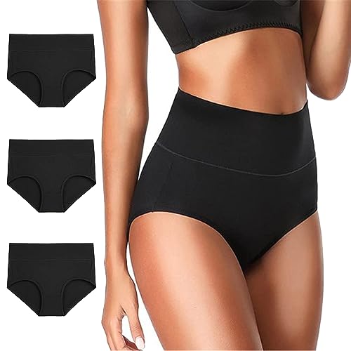 Rpporm Damen Unterhosen Hipsters Große Größen Hohe Taille Slips Unterwäsche Hoher Taillenslip Atmungsaktiv Bequeme Pantys für Frauen Multipack 3er Pack von Rpporm