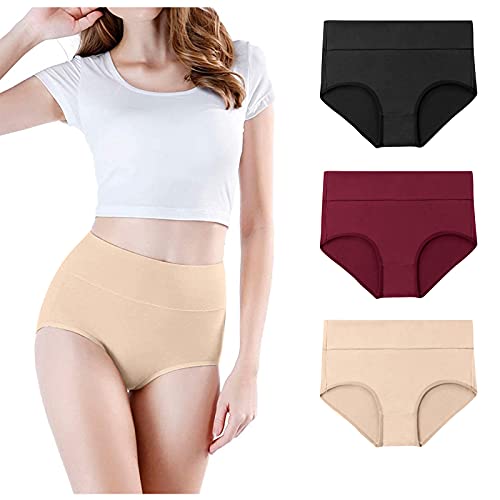 Rpporm Damen Unterhosen Hipsters Große Größen Hohe Taille Slips Unterwäsche Hoher Taillenslip Atmungsaktiv Bequeme Pantys für Frauen Multipack 3er Pack von Rpporm