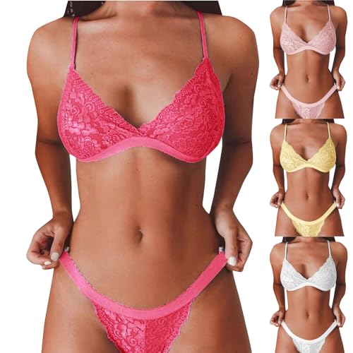 Rpporm Dessous Damen Sexy Unterwäsche Spitzen Push Up BH und Slip Lingerie Set Komfort Bralette BH Tanga Dessous Sets für Frauen Bra Panty Reizwäsche von Rpporm