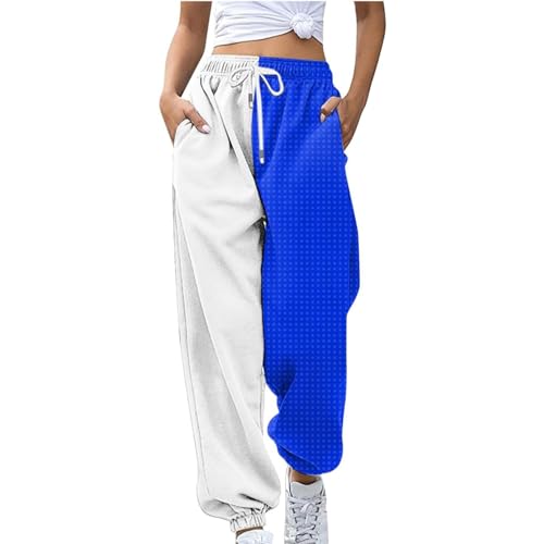 Rpporm Sale Angebote Unter 10 Euro, Leichte Jogginghose Damen, Damen Jogginghose Zweifarbige Hose Freizeithose Hohe Taille Sporthose Trainingshose Sweatpants Baggy Sweathose Frauen Kleidung von Rpporm