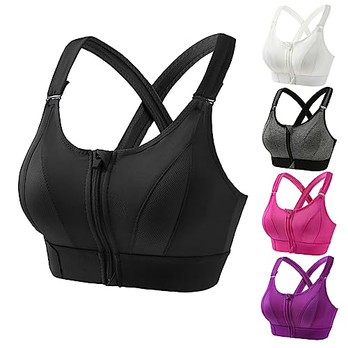 Rpporm Sport BH Damen Starker Halt Vorderverschluss Ohne Bügel Große Brüste Rückenfrei Gepolstert Push Up BH Bra Top für Fitness Training Lauf Joggen Yoga von Rpporm