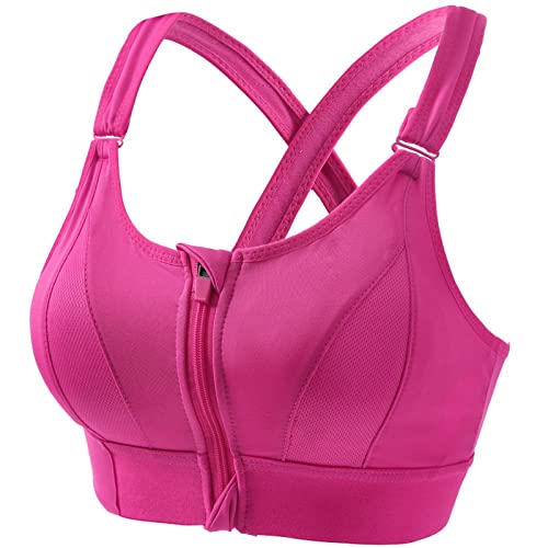 Rpporm Sport BH Damen Starker Halt Vorderverschluss Ohne Bügel Große Brüste Rückenfrei Gepolstert Push Up BH Bra Top für Fitness Training Lauf Joggen Yoga von Rpporm