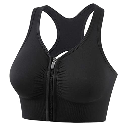 Sport BH Vorne Verschließbar Große Größen Ohne Bügel Starker Halt Workout Yoga Bra Gym Sport BH Mit Reißverschluss Damen Fitness Push Up Gepolstert von Rpporm