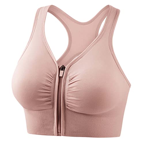 Sport BH Vorne Verschließbar Große Größen Ohne Bügel Starker Halt Workout Yoga Bra Gym Sport BH Mit Reißverschluss Damen Fitness Push Up Gepolstert von Rpporm