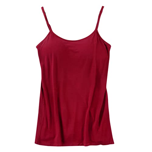 Unterhemden Damen mit Regal BH Baumwoll Tank Tops BH Hemd Basic Shirt Eingebauter BH Bügelloser Gepolstert Spaghettiträger Top von Rpporm