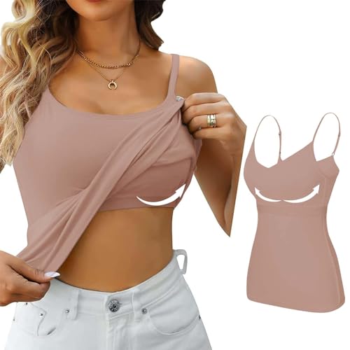 blitzangebot Unterhemden Damen Baumwolle Spaghettiträger Top Große Größen Basic Tank Top Mit Integriertem BH Verstellbaren Camisole Hemd Trägertop Trägershirt unterhemden damen baumwolle groesse 42 von Rpporm