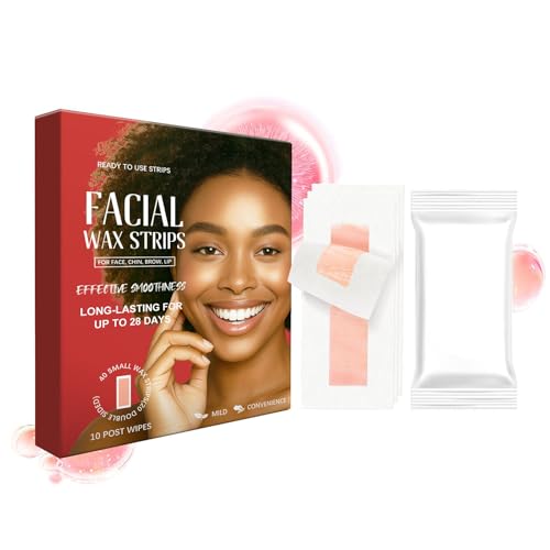 Gesichtswachsstreifen, Gesichtswachsstreifen, Frauen Gesicht Oberlippe Augenbrauen Waxing Haarentferner Kit Kompakte Haarentfernung Kit Salon-Qualität Ergebnisse 40 Ct mit 6 Tüchern für von Rproonay