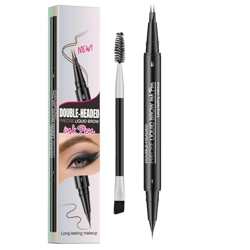 Natürlicher Augenbrauenstift, Doppelendige Augenbrauenstifte mit Pinsel, Augenbrauenkonturingstift, 2-Gabelspitze und präziser Spitze, Augenbrauenstift Make-up, einfach zu bedienen, tragbar für von Rproonay