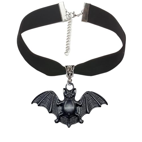 Vintage Gothic Fledermaus Halskette Rot Schwarz Kristall Edelstein Fledermaus Anhänger Halskette Punk Hip Hop Stil Schwarz Halsketten Party Kleidung Zubehör für Frauen, Large, Kristall, Kupfer von Rrdaily