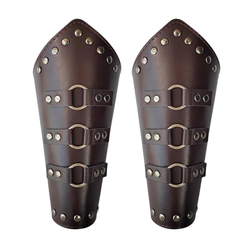 Rrlihjgu Mittelalterliche Armschützer aus Kunstleder | Verstellbare Armschützer - Vambrace Arm Cuff, Punk Gothic Kostüm Bracer Halloween Cosplay für Erwachsene, Consulte la descripción, Siehe von Rrlihjgu