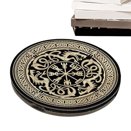 Rrlihjgu Runenset, Wahrsagermonen für Altar - Wahrsagerei aus Holz mit magnetischer Box und tragbarer Meditationsverzierung für Anfänger Männer und Frauen in der Praxis, Consulte la descripción, Aus von Rrlihjgu