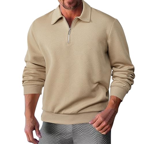 Rrongwn 1/4 Zip Sweatshirt Herren Baumwolle Polohemd Freizeit Langarmshirt Casual Muskelshirts Schnelltrocknend Trainingsshirt Regular Fit Button Down Hemd Atmungsaktiv Sportshirt von Rrongwn