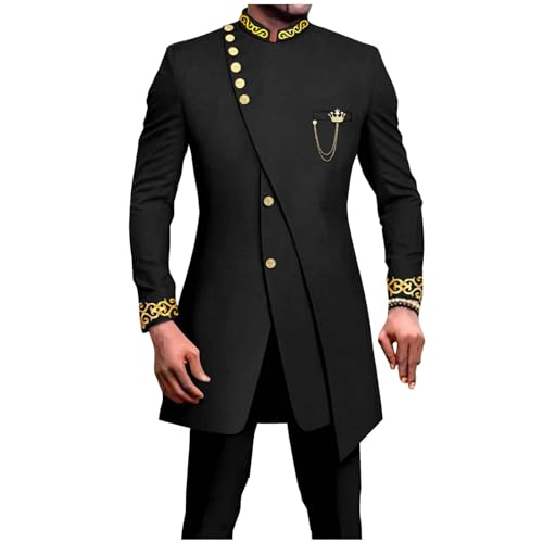 Rrongwn Afrikanisches Herren-Outfit Traditioneller Ethnischer Anzug Langarmhemd Und Hose Anzug Dashiki Print Traditioneller Kleidung Indische Hochzeit Kleid Afrikanisches Tribal Shirt von Rrongwn