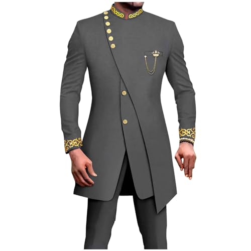 Rrongwn Afrikanisches Herren-Outfit Traditioneller Ethnischer Anzug Langarmhemd Und Hose Anzug Dashiki Print Traditioneller Kleidung Indische Hochzeit Kleid Afrikanisches Tribal Shirt von Rrongwn