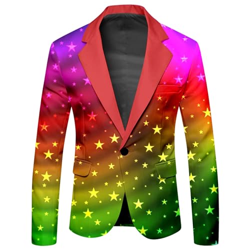 Rrongwn Anzug Herren Blazer Langarm Bunt Sakko Anzugjacket EIN Knopf Herrenjacke Männer Anzugjacken für Freizeit Party Hochzeit Abschlussball Karneval Kostüm von Rrongwn
