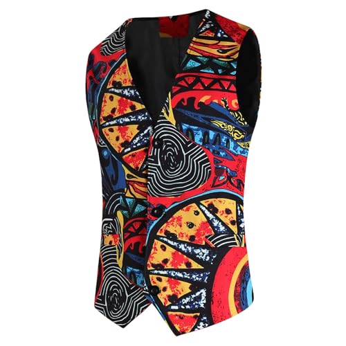 Rrongwn Anzugweste Herren Hochzeit Paisley Weste & Krawatte Einstecktuch Party Floral Jacquard Anzug Weste Leichte Freizeitweste Disco Karneval Kostüm von Rrongwn