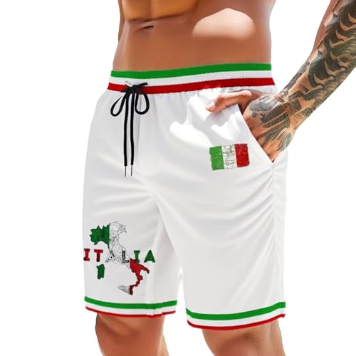 Rrongwn Badehose Für Herren Italien Flagge Short Stretch Schwimmhose Jungen Strandshorts Lässige Atmungsaktiv Freizeithose Schwimmen Fitness Hosen von Rrongwn