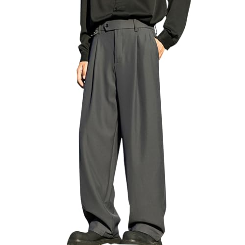 Rrongwn Business Hose Herren Weites Bein Hose Elegantes Hose Loose Fit Anzughose Weit Chino Hose High Waist Wide Leg Pants Casual Bundfaltenhose Slim Fit Freizeithose von Rrongwn