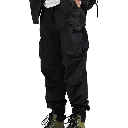 Rrongwn Cargohose Herren Baggy Regular Freizeithose Bequeme Mit Kordelzug Wanderhose Einfarbig Warm Halten Jogginghose Lose Causal Arbeitshose Freizeithose Mit Vielen Taschen Outdoorhose von Rrongwn