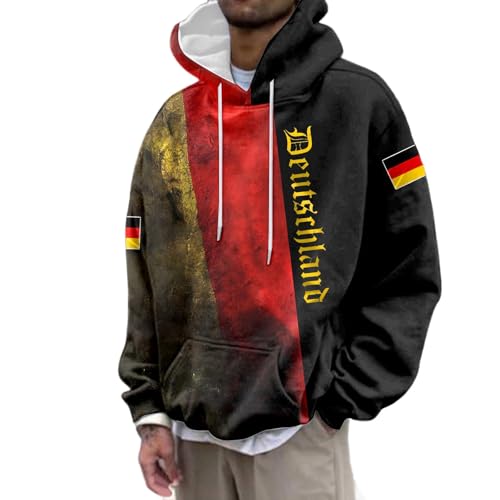 Rrongwn Deutschland Hoodie Deutscher Adler Druck Kapuzenpullover Sportlicher Sweatshirt Oversize Classic Hoody Langarm Pullover Passform Bequem Top von Rrongwn