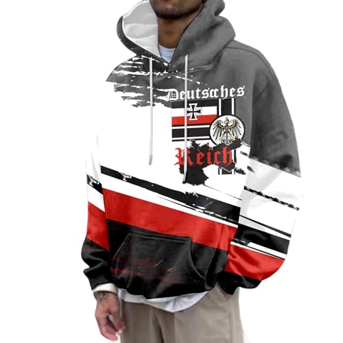 Rrongwn Deutschland Hoodie Deutscher Adler Druck Kapuzenpullover Sportlicher Sweatshirt Oversize Classic Hoody Langarm Pullover Passform Bequem Top von Rrongwn