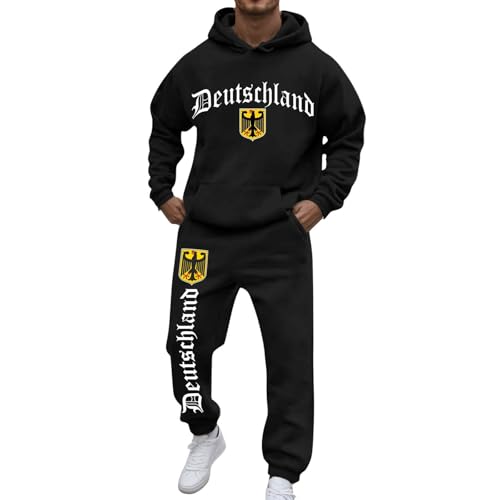 Rrongwn Deutschland Jogginganzug Bundeswehr Hoodie Und Jogginghosse Sport Kapuzenpullover Set Casual Sportbekleidung Freizeitanzug Baggy Tracksuit Langärmeliges Hausanzug Streetwear von Rrongwn
