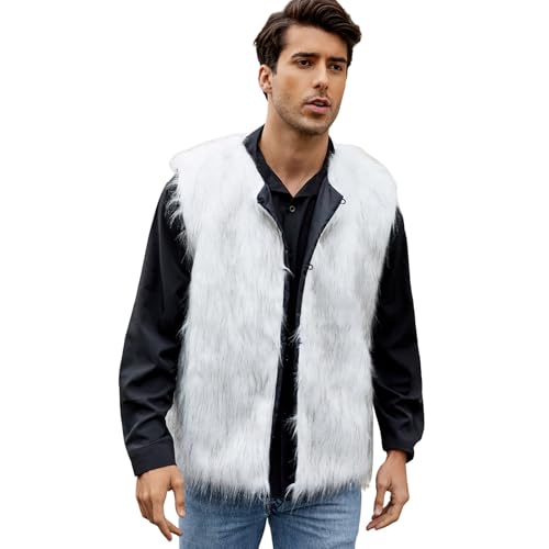 Rrongwn Fellweste Herren Thermal Wintermantel Warm Plüschweste Plüsch Pelzjacke Einfarbig Felljacke Modisch Pelzmantel Wasserdichte Funktionsweste Winter Thermo Weste von Rrongwn