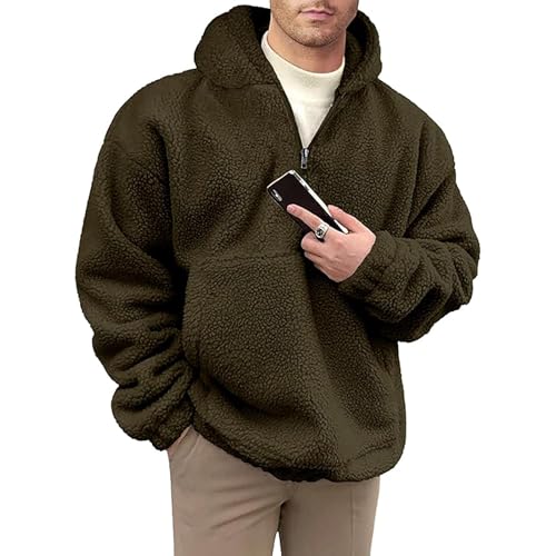 Rrongwn Fleece Hoodie Herren Teddy Fleece Kapuzenpullover Oversized Mode Sweatshirt Winter Kapuzenpulli Warm Langarm Kordelzug Sweatshirt Classic Pullover Mit Kapuze 2024 Winter Pulli von Rrongwn