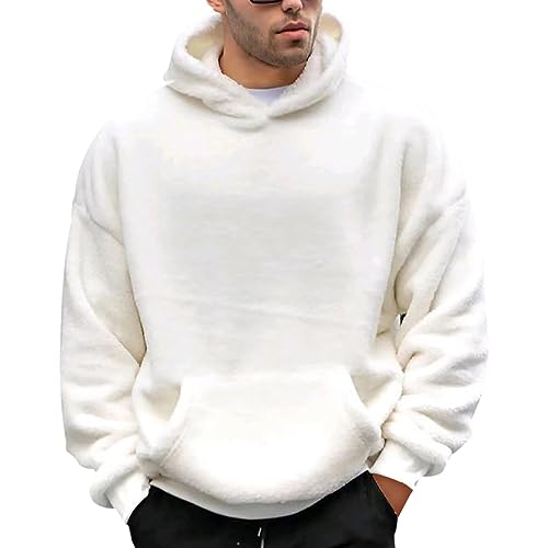 Rrongwn Fleece Hoodie Herren Teddy Fleece Kapuzenpullover Oversized Mode Sweatshirt Winter Kapuzenpulli Warm Langarm Kordelzug Sweatshirt Classic Pullover Mit Kapuze 2024 Winter Pulli von Rrongwn