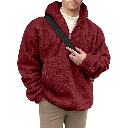 Rrongwn Fleece Hoodie Herren Teddy Fleece Kapuzenpullover Oversized Mode Sweatshirt Winter Kapuzenpulli Warm Langarm Kordelzug Sweatshirt Classic Pullover Mit Kapuze 2024 Winter Pulli von Rrongwn