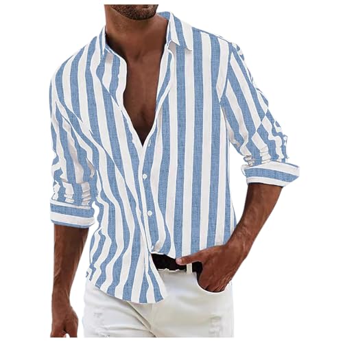 Rrongwn Gestreiftes Hemd Herren Langarm Freizeithemd Sommer Casual Regular Fit Sommer Langarmhemd Gestreifte Freizeithemden Baumwolle Shirt Regular Fit Strandhemd Rrongwn Gestreiftes Hemd Herren Langarm Freizeithemd Sommer Casual Regular Fit Sommer Langarmhemd Gestreifte Freizeithemden Baumwolle Shirt Regular Fit Strandhemd von Rrongwn