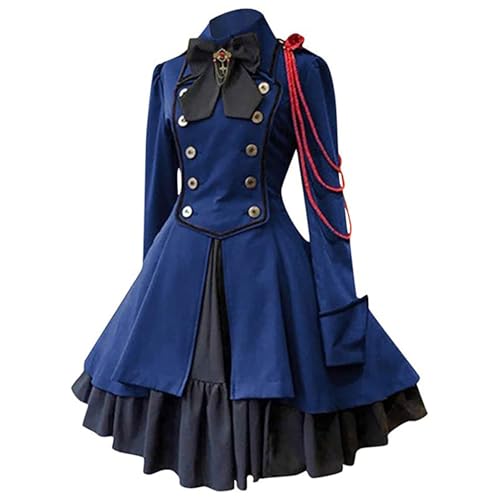 Rrongwn Gothic Kleidung Damen Elegant Rockabilly Kleid Swing A-Linie Partykleider Vintage Steampunk Kostüm Hohe Taille Cocktailkleid Festliches Steampunk Petticoat Mittelalterkleid Halloween Kostüm von Rrongwn