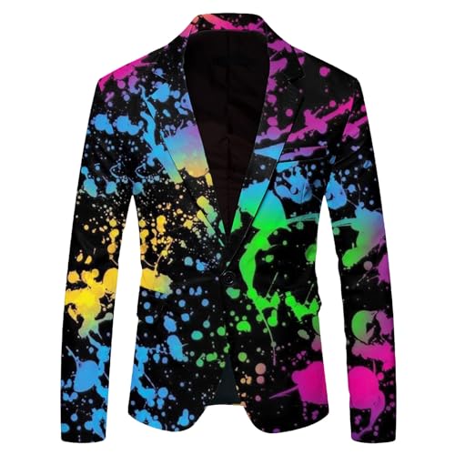 Rrongwn Herren Blazer Langarm Bunt Sakko Anzugjacket Funky Anzug Suit Neon Farbigen Blazer Sakko LGBT Pride Stolzmonat Jackett Abschlussball Karneval Kostüm Männer Stylish Jackets von Rrongwn
