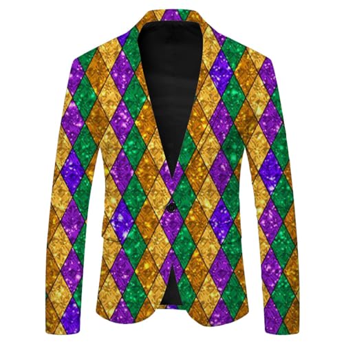 Rrongwn Herren Blazer Langarm Bunt Sakko Anzugjacket Funky Anzug Suit Neon Farbigen Blazer Sakko LGBT Pride Stolzmonat Jackett Abschlussball Karneval Kostüm Männer Stylish Jackets von Rrongwn