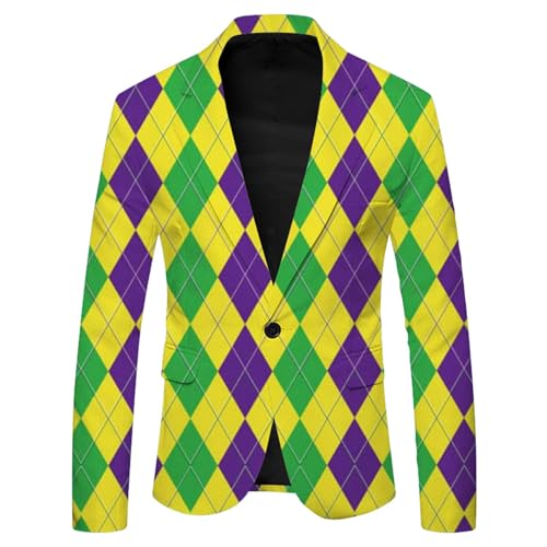 Rrongwn Herren Blazer Langarm Bunt Sakko Anzugjacket Funky Anzug Suit Neon Farbigen Blazer Sakko LGBT Pride Stolzmonat Jackett Abschlussball Karneval Kostüm Männer Stylish Jackets von Rrongwn