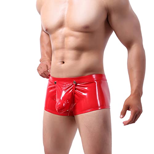 Rrongwn Herren Boxer Wetlook Dessous Erotik Unterwäsche Partys Fetisch Long Shorts Wetlook Männer Große Größen Dessous Lack Leder Hotpants Kurze Hose Valentinstag Kleidung von Rrongwn