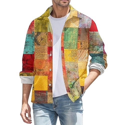 Rrongwn Herren Hemd Bunt Muster Hemdjacke Regular Fit Herrenhemd Slim Fit Freizeithemd Western Karohemd Langarm Formales Businesshemden Casual Langarmhemd Button Down Outdoorhemd Rrongwn Herren Hemd Bunt Muster Hemdjacke Regular Fit Herrenhemd Slim Fit Freizeithemd Western Karohemd Langarm Formales Businesshemden Casual Langarmhemd Button Down Outdoorhemd von Rrongwn